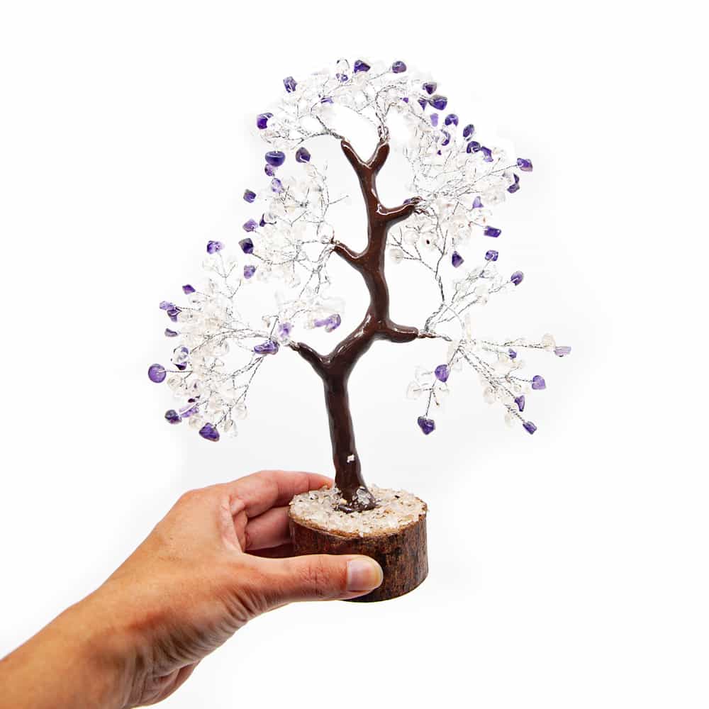 Edelsteenboom Amethist en Bergkristal (22 cm)