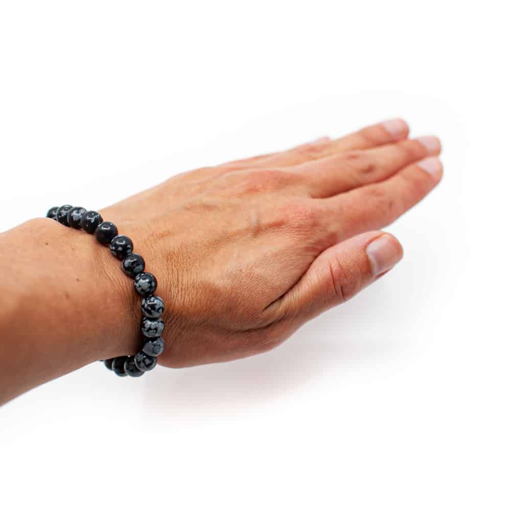 Edelsteen Armband Sneeuwvlok Obsidiaan (8 mm Kralen)