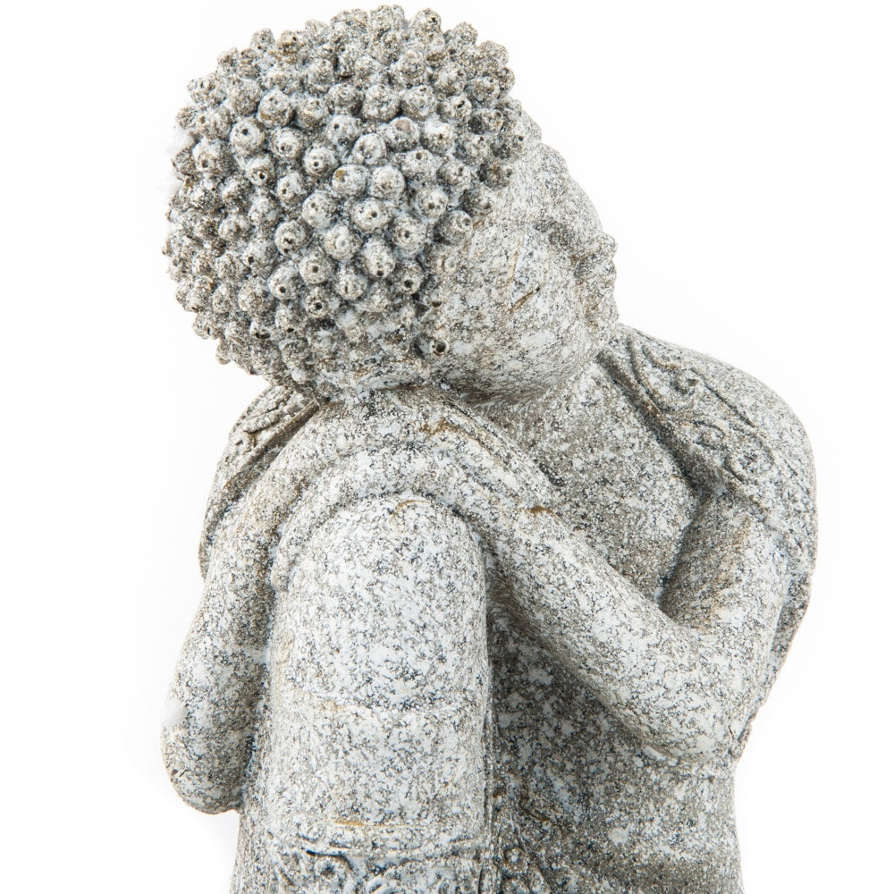 Boeddha met Kaarshouder Steengrijs (17,5 cm)
