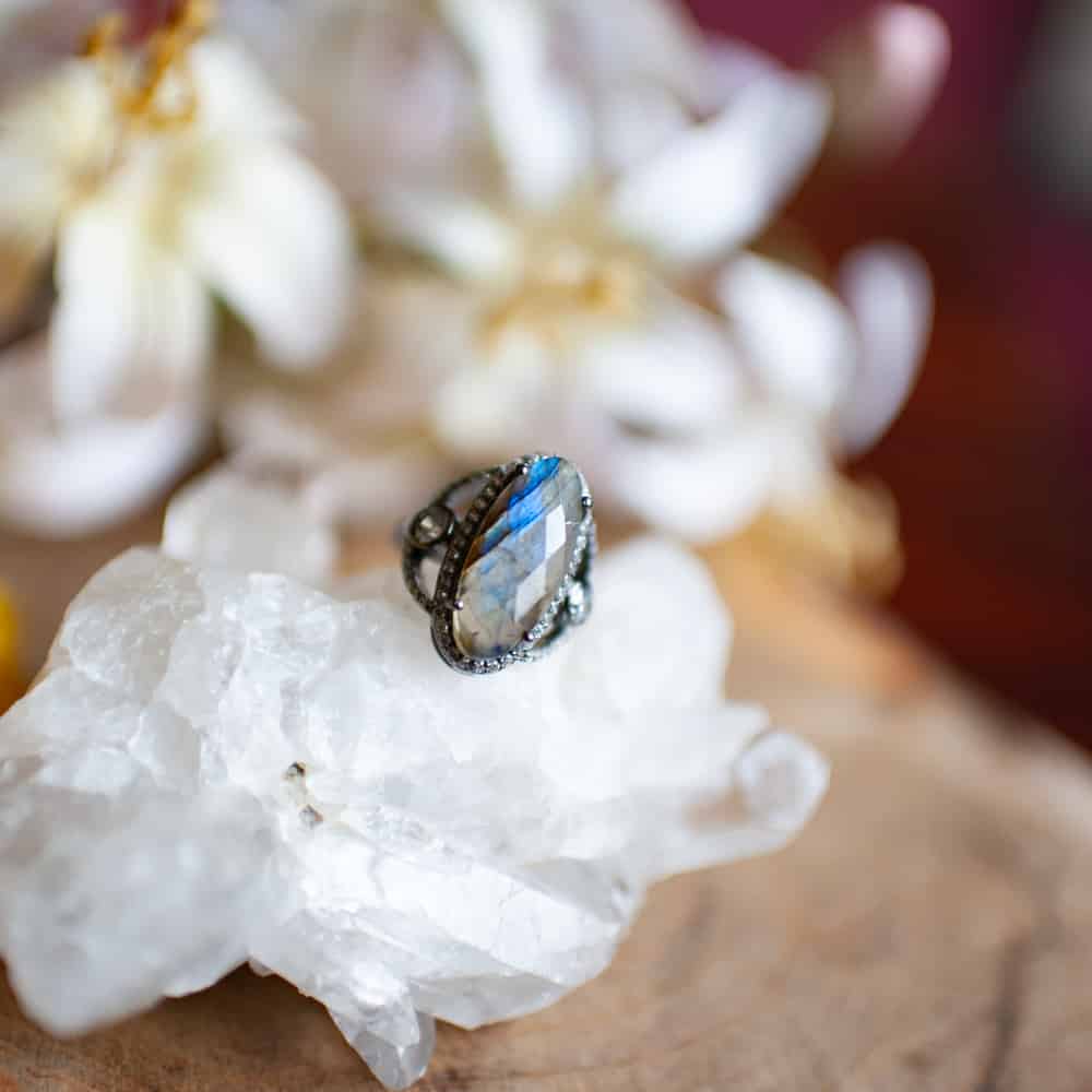 Labradoriet Edelsteen Ring 925 Zilver – A+ Kwaliteit