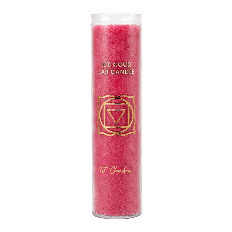 Fair Trade 1st Chakra Stearine Candle in Glass – Red-Global Food Hub