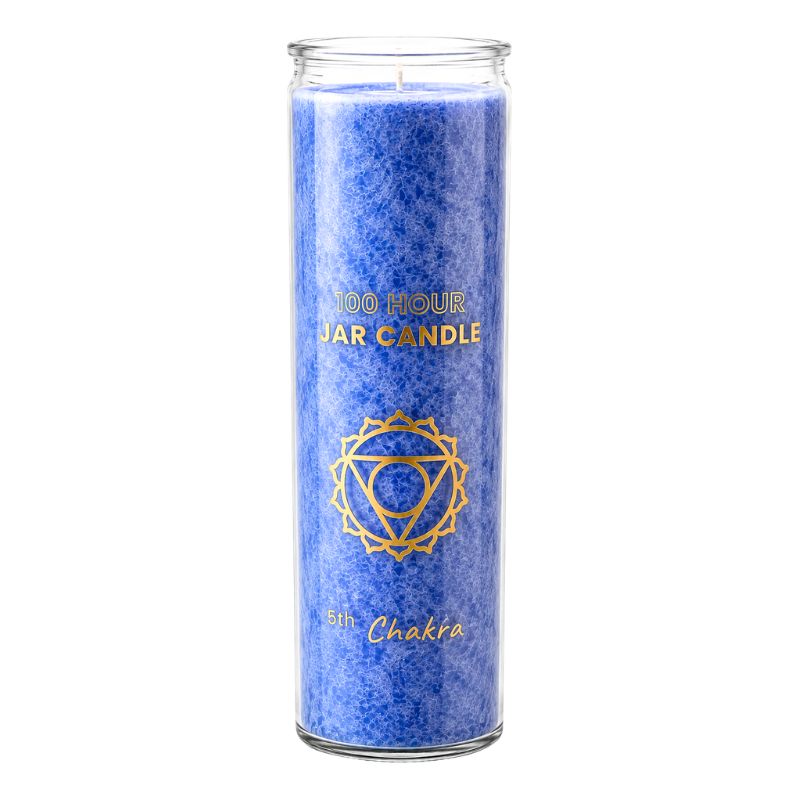 Fair Trade 5th Chakra Stearine Candle in Glass – Light Blue-Global Food Hub