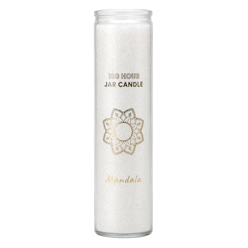 Fair Trade Mandala Stearine Candle in Glass – White-Global Food Hub