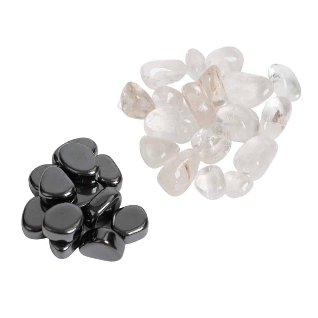 Edelstenen Ontlaad + Oplaad Set – Hematiet & Bergkristal (2 x 200 gram)