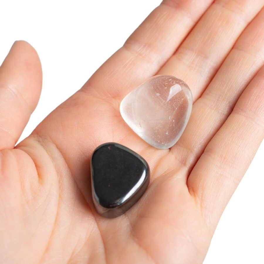 Edelstenen Ontlaad + Oplaad Set – Hematiet & Bergkristal (2 x 200 gram)