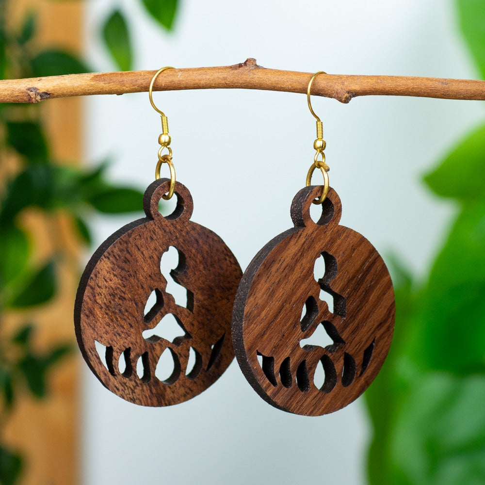 Oorhangers Boeddha Hout