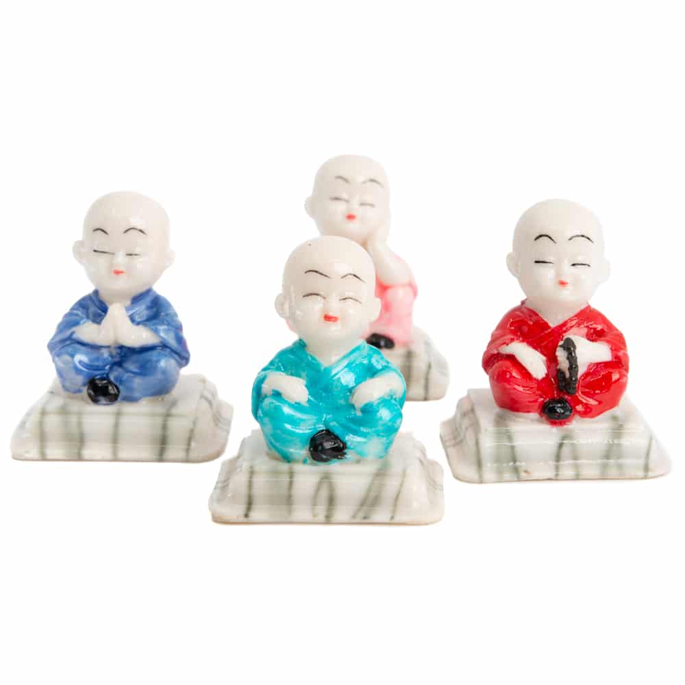 Happy Boeddha Beeld Lotushouding – set van 4 – ca. 7 cm