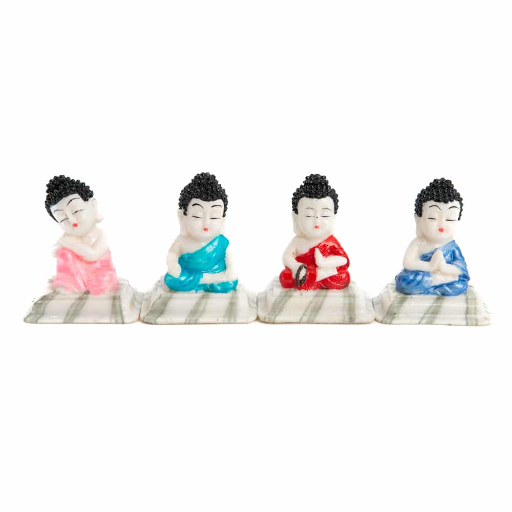Happy Boeddha Beelden – set van 4  – ca. 7 cm