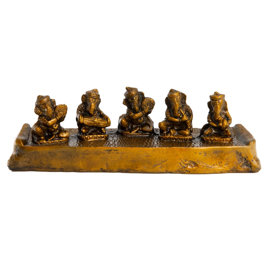 Ganesha Beeld Muziek op Plateau – set van 5