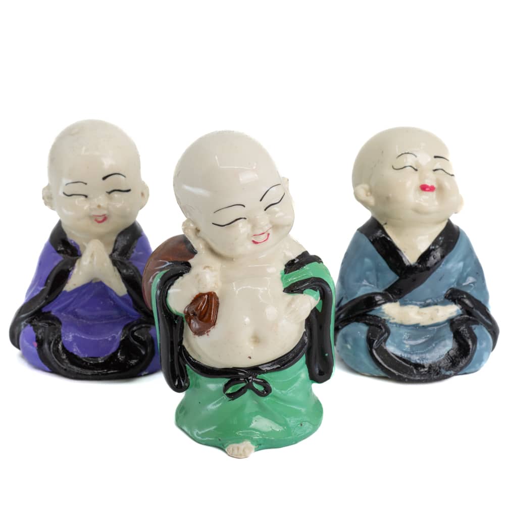 Happy Boeddha Beeld Vrolijke Kleuren – set van 3 – ca. 9cm
