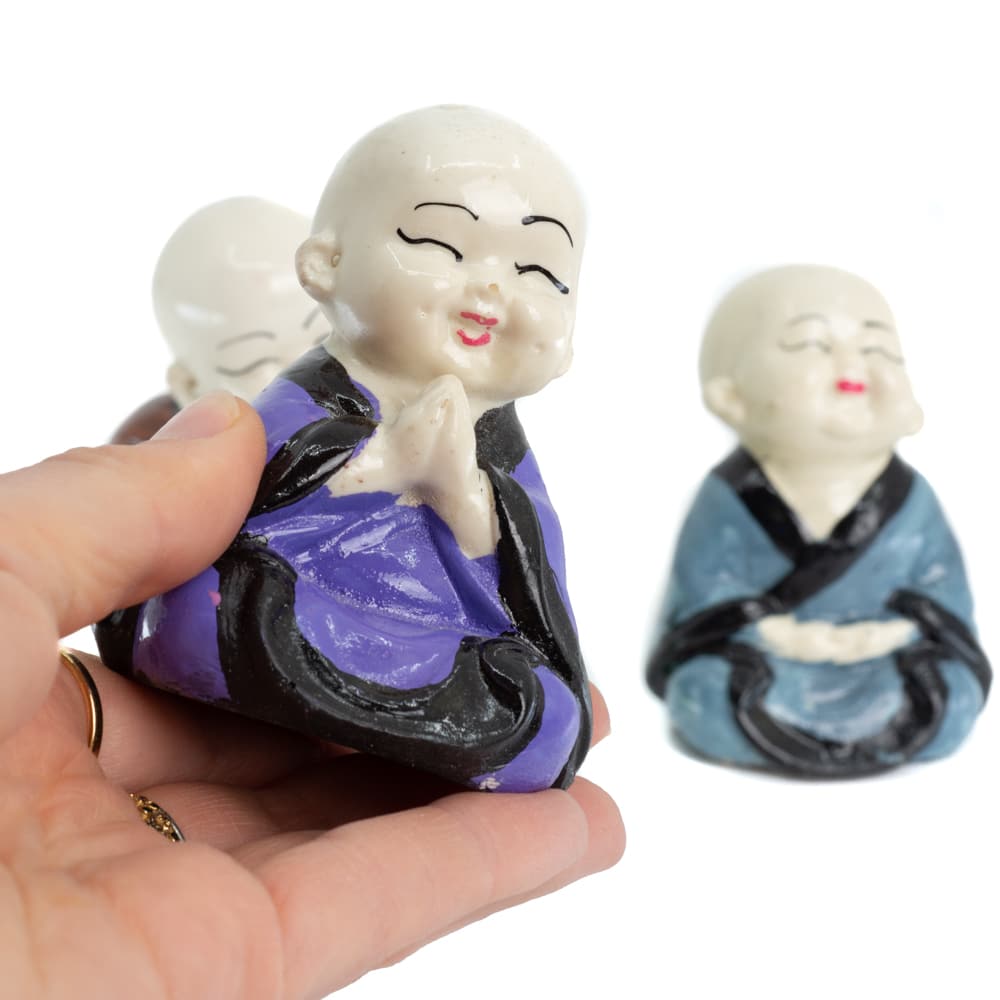 Happy Boeddha Beeld Vrolijke Kleuren – set van 3 – ca. 9cm