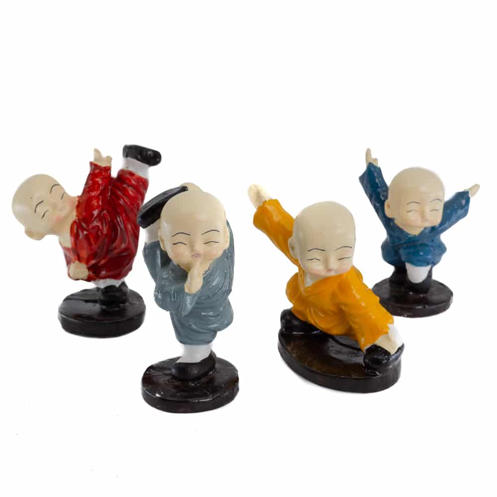 Happy Boeddha Beeld Karate – set van 4 – ca. 7 cm