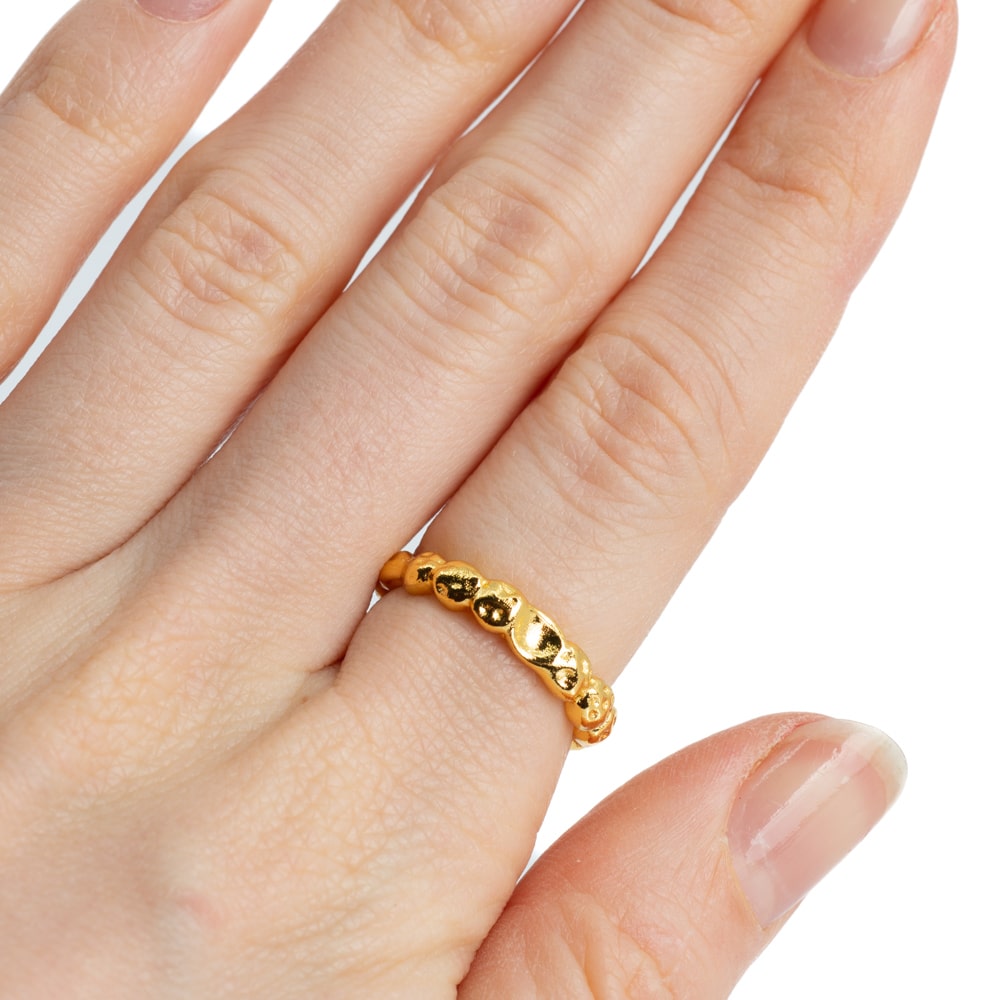 Verstelbare Ring Bolletjes Koper Goudkleurig