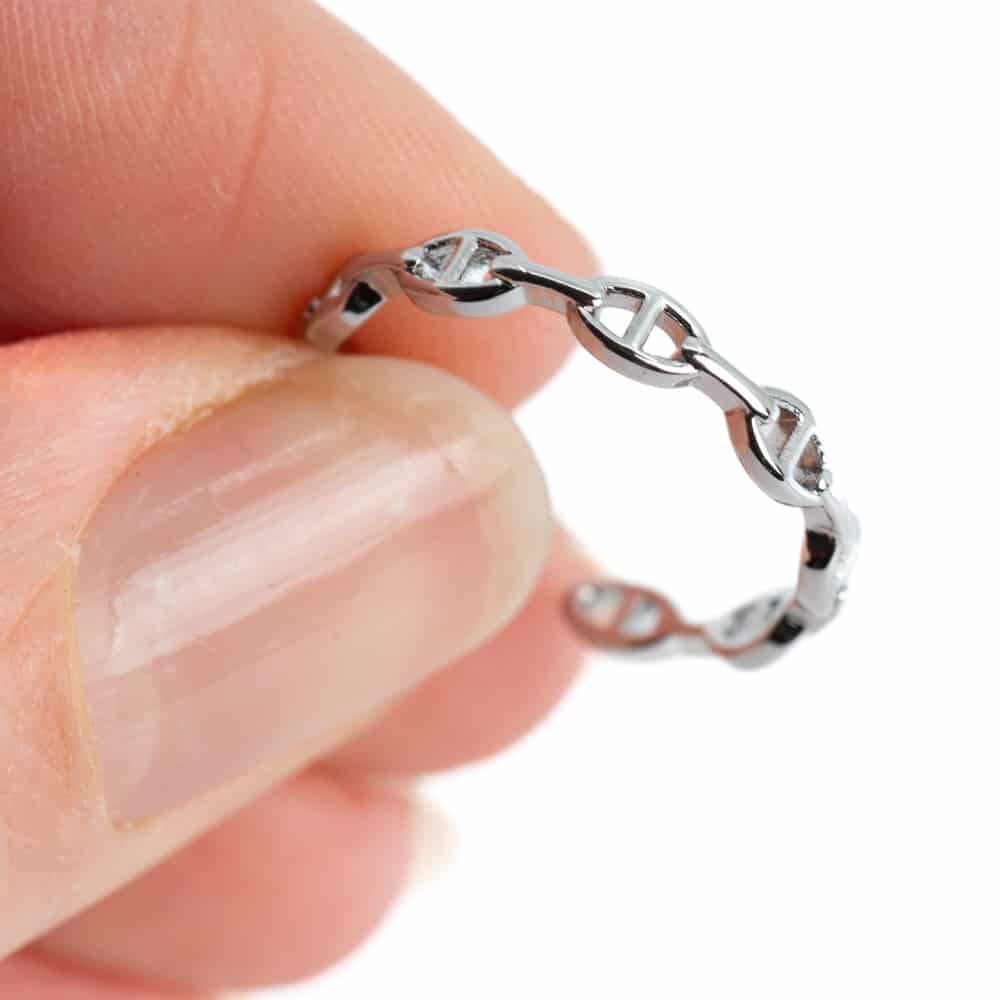 Verstelbare Ring ‘Schakels’ Koper Zilverkleurig