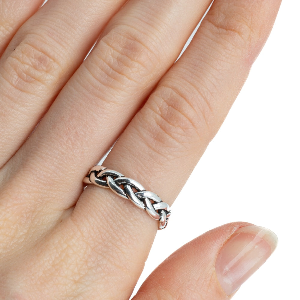 Verstelbare Ring Gevlochten Koper Zilverkleurig