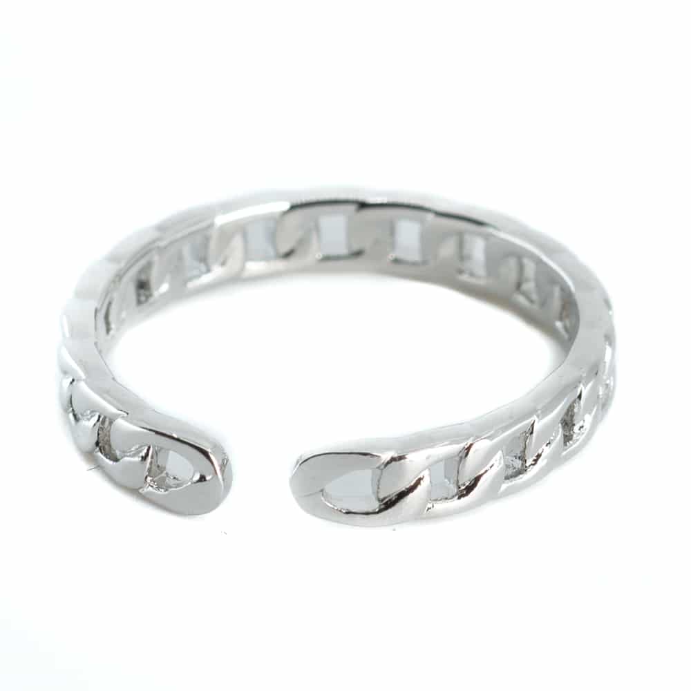 Verstelbare Ring Schakelketting Koper Zilverkleurig