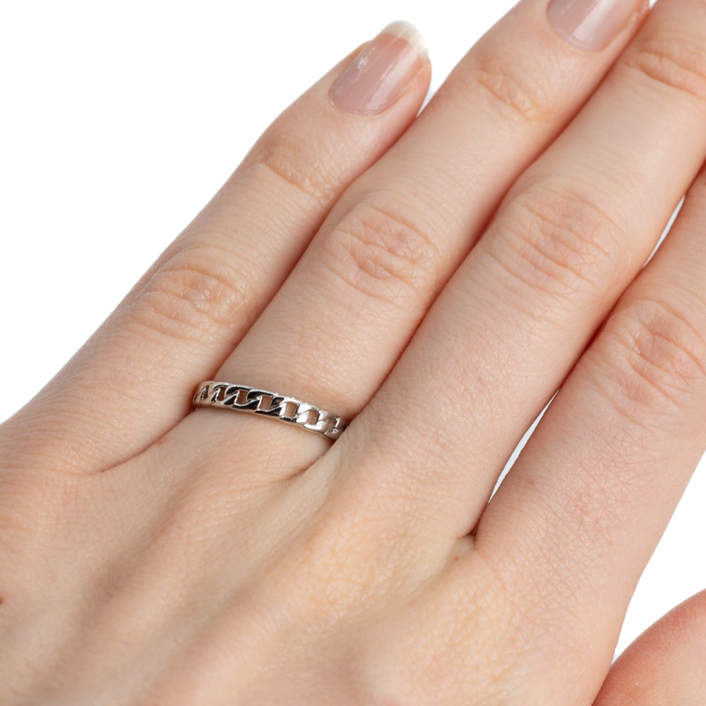 Verstelbare Ring Schakelketting Koper Zilverkleurig