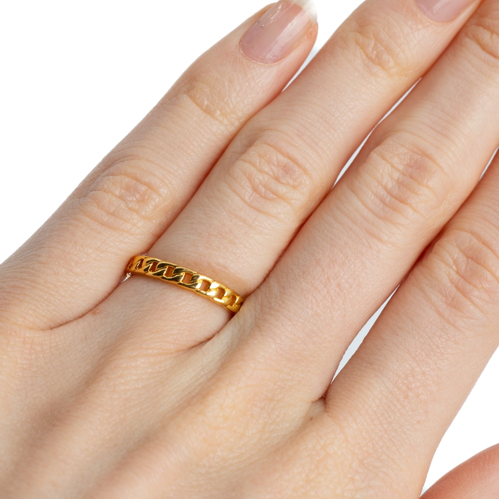 Verstelbare Ring Schakelketting Koper Goudkleurig