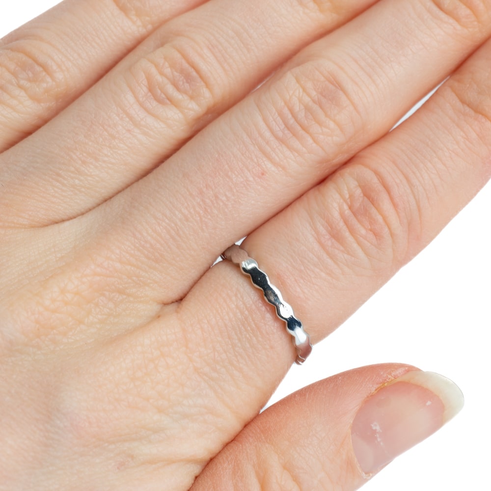 Verstelbare Ring Ribbels Koper Zilverkleurig