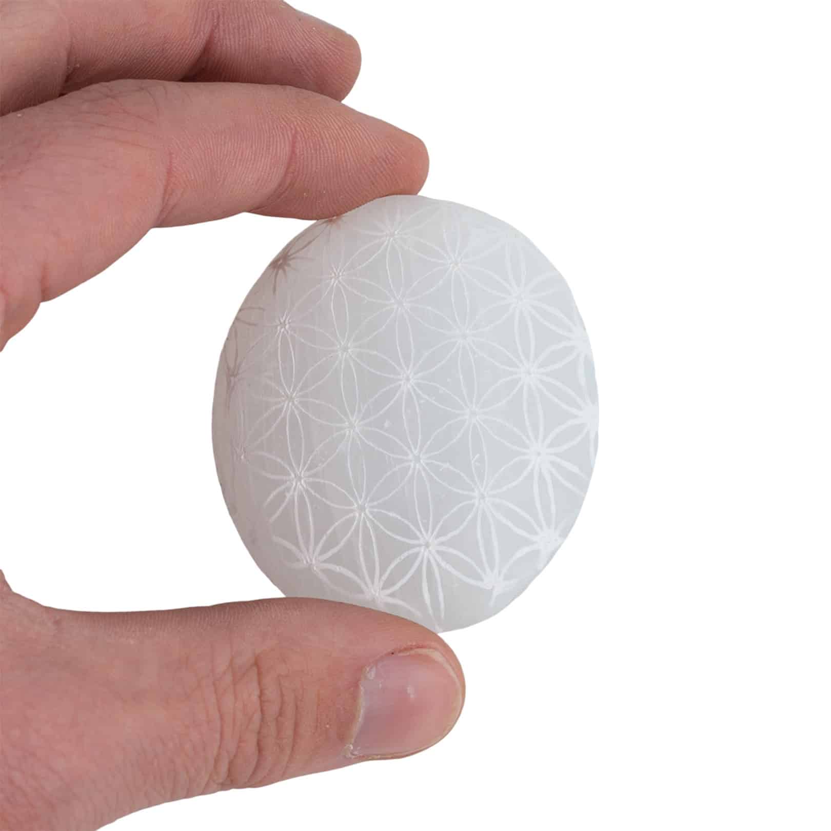 Edelsteen Seleniet Palm Zak Steen Flower of Life