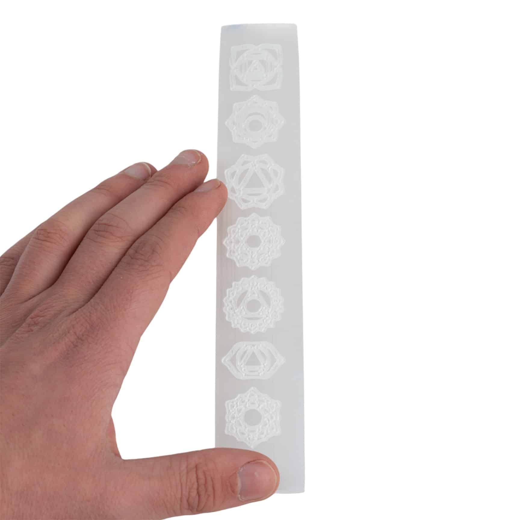 Edelsteen Seleniet Oplaad Staaf 7 Chakras 20 cm