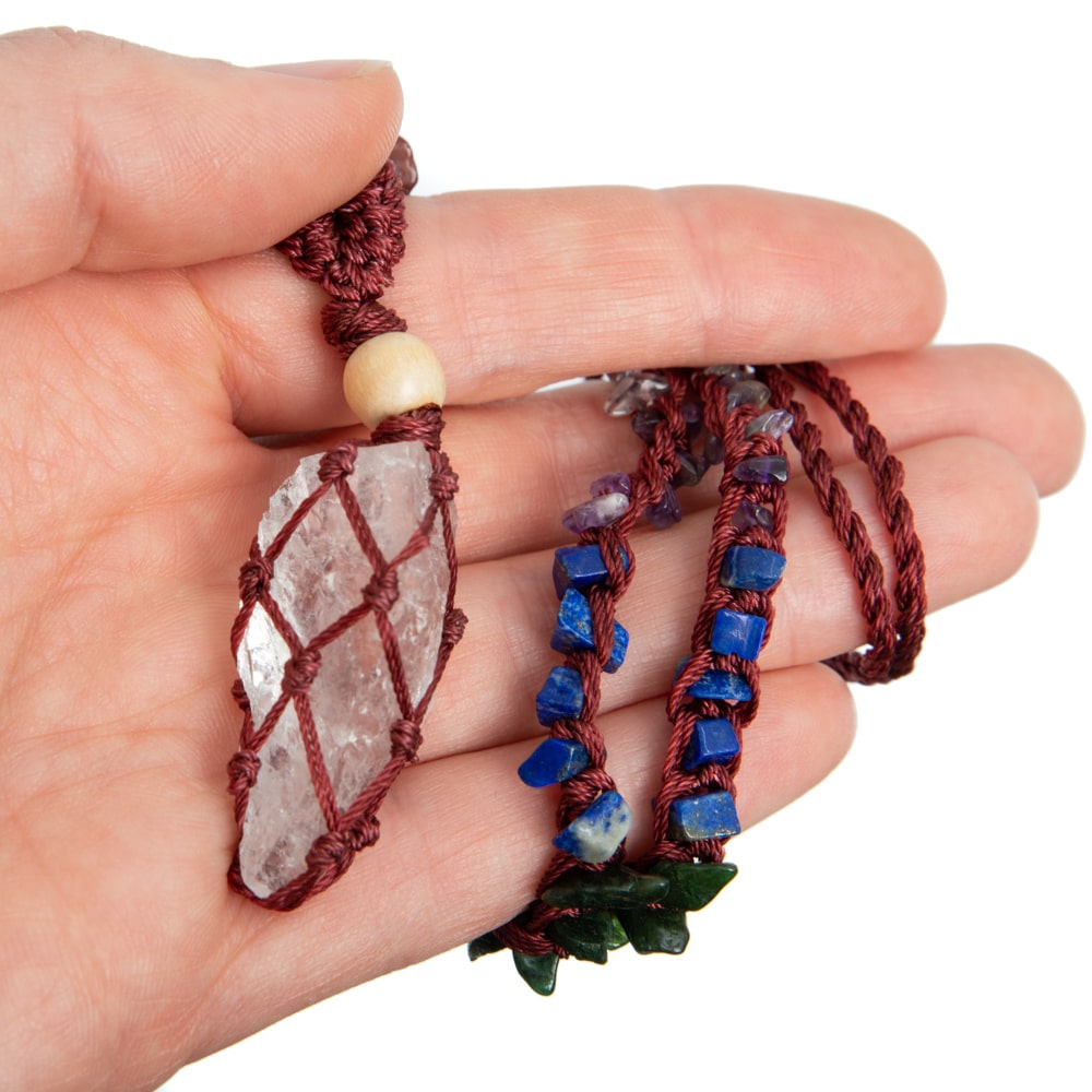 Ruwe Edelsteen Hanger Bergkristal met Chakra Ketting