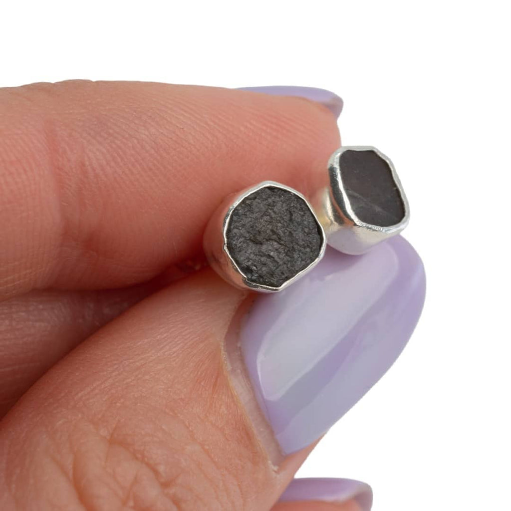 Edelsteen Oorstekers Ruwe Labradoriet – 925 Zilver