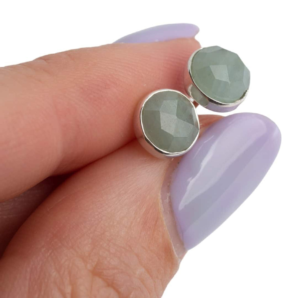 Geboortesteen Oorstekers Maart Aquamarijn Facet – 925 Zilver