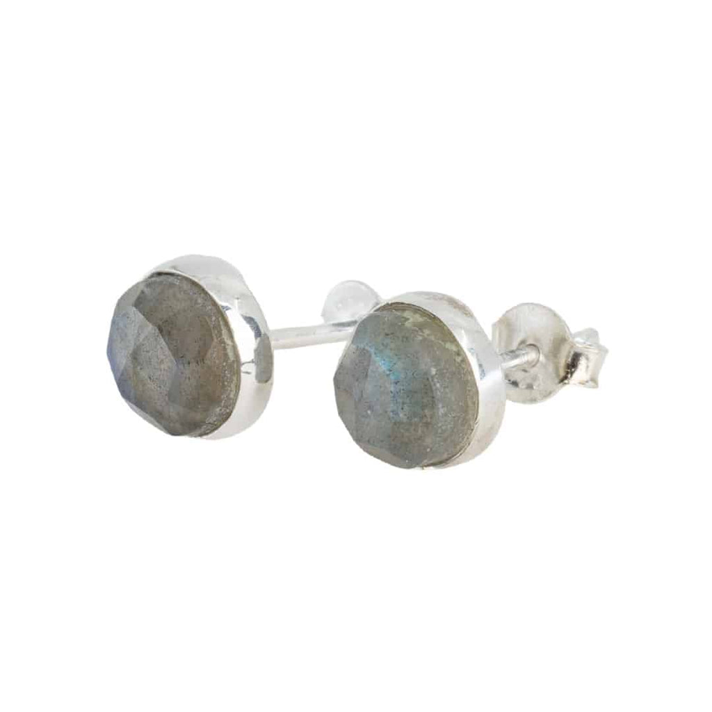 Edelsteen Oorstekers Labradoriet Facet – 925 Zilver