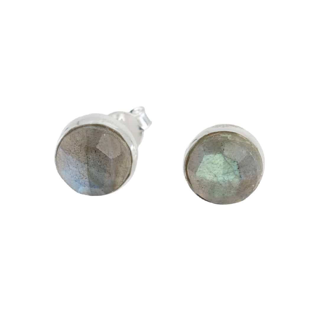 Edelsteen Oorstekers Labradoriet Facet – 925 Zilver