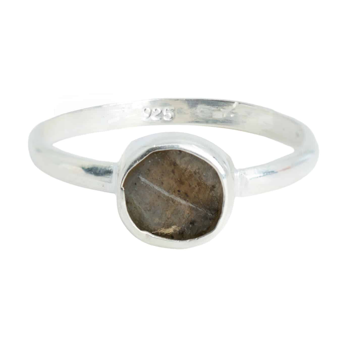Edelsteen Ring Ruwe Labradoriet – 925 Zilver