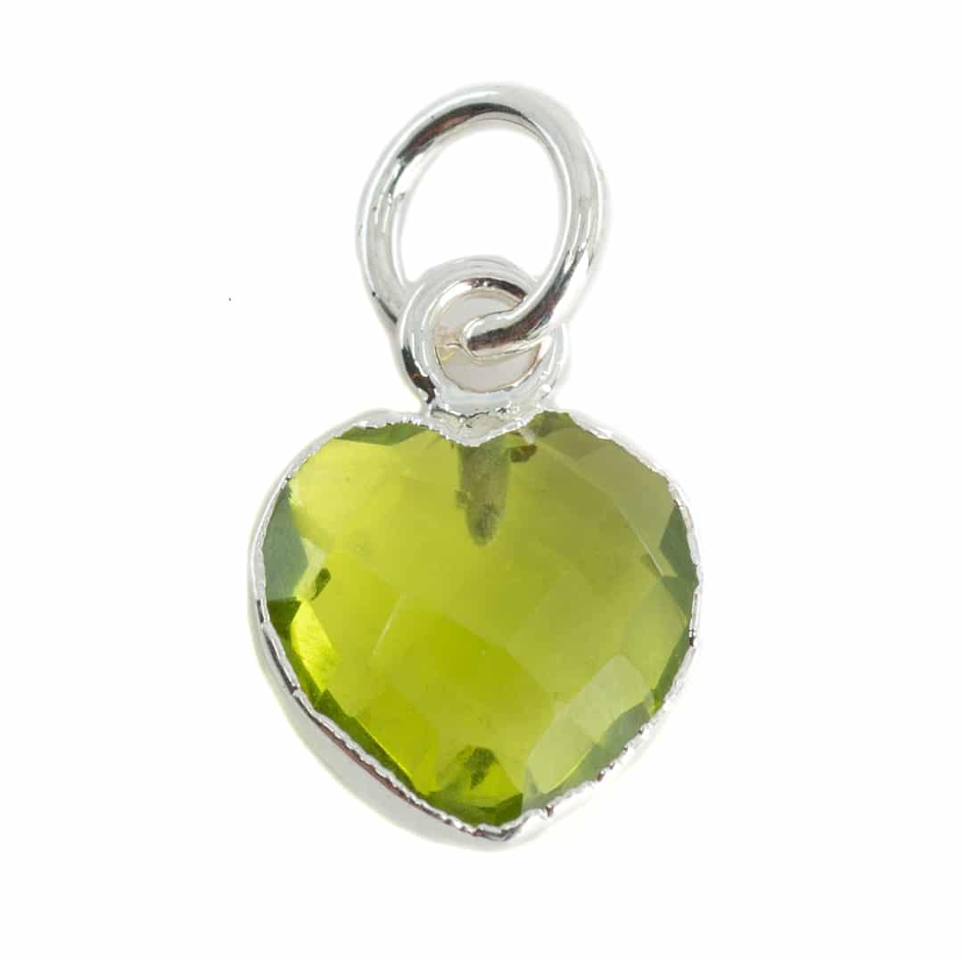 Edelsteen Hanger Peridoot Hartje – Verzilverd – 10 mm