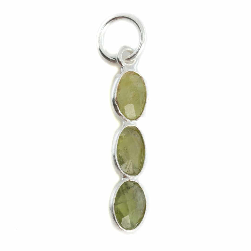 Edelsteen Hanger Peridoot 3 Stenen – Zilver – 20 x 4 mm