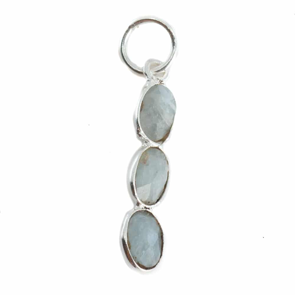 Edelsteen Hanger Aquamarijn 3 Stenen – Zilver – 20 x 4 mm