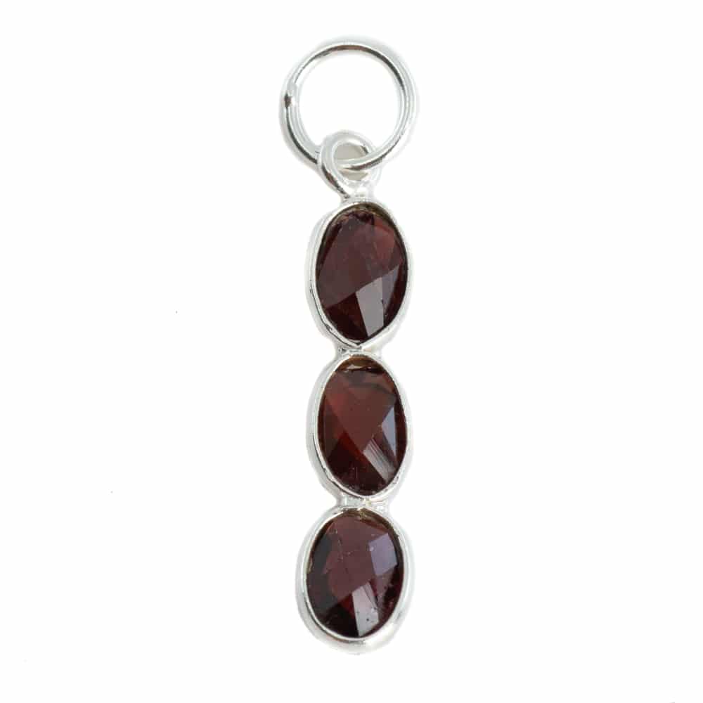 Edelsteen Hanger Granaat 3 Stenen – Zilver – 20 x 4 mm