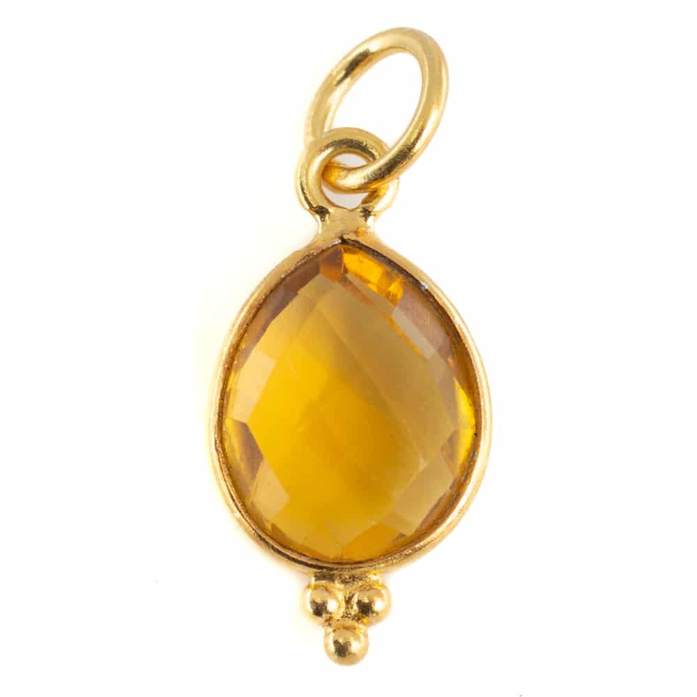 Geboortesteen Hanger November Citrien 925 Zilver & Verguld – 10 mm