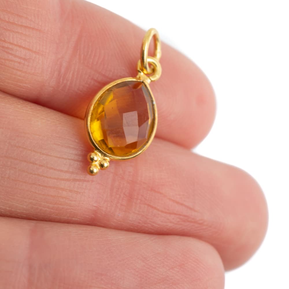 Geboortesteen Hanger November Citrien 925 Zilver & Verguld – 10 mm