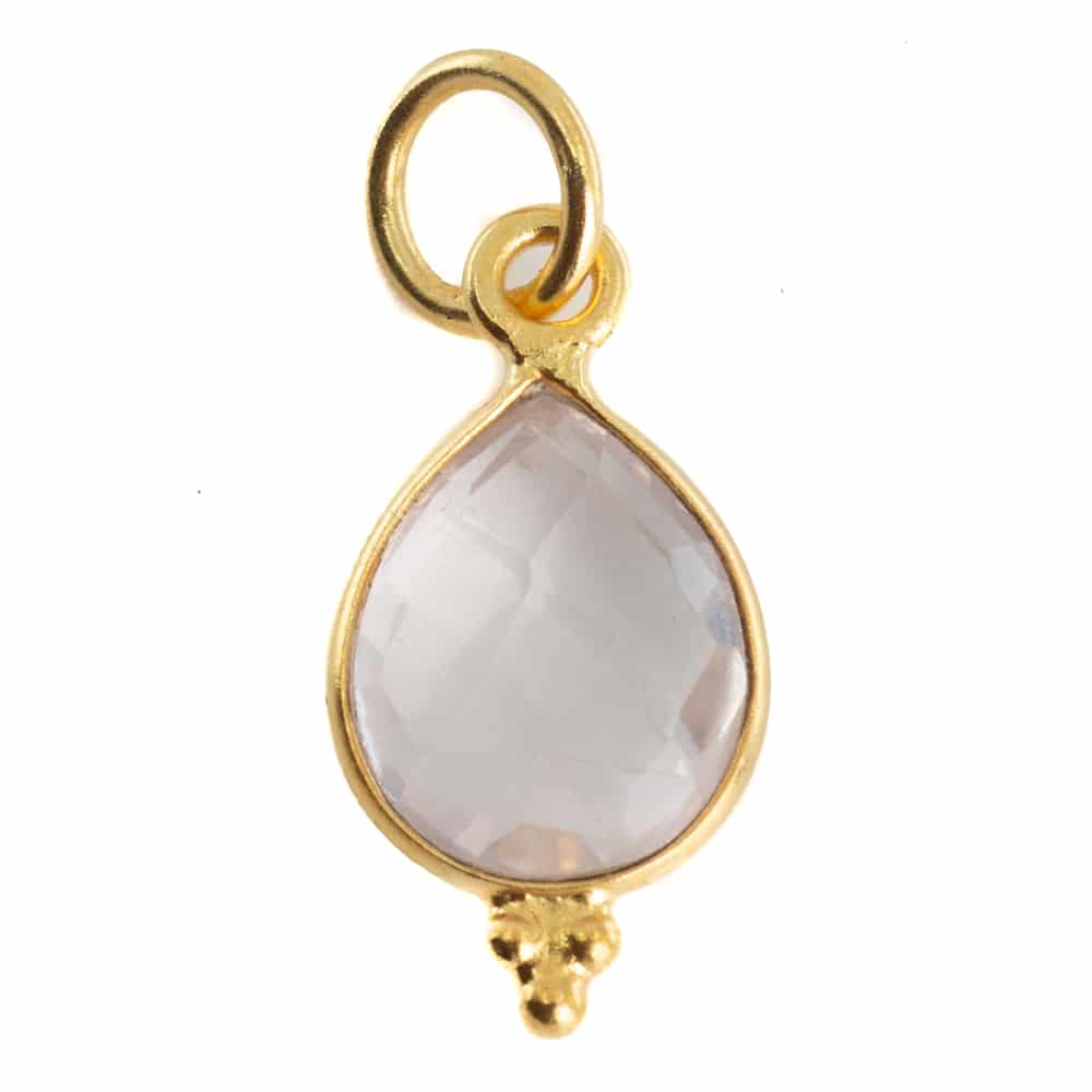 Geboortesteen Hanger Oktober Rozenkwarts 925 Zilver & Verguld – 10 mm