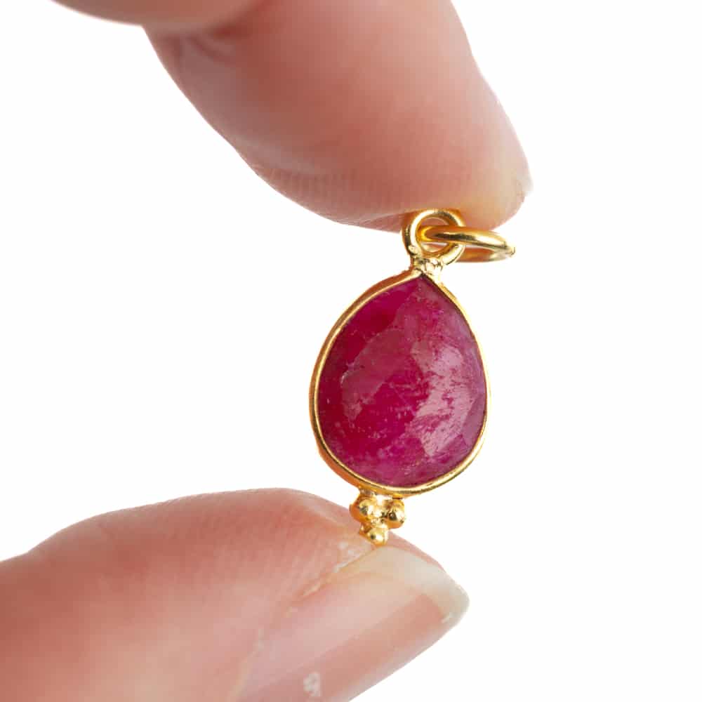 Geboortesteen Hanger Juli Robijn 925 Zilver & Verguld – 10 mm
