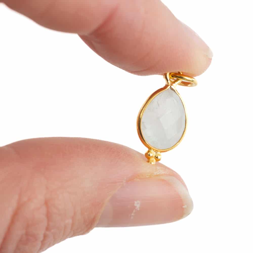Geboortesteen Hanger Juni Maansteen 925 Zilver & Verguld – 10 mm