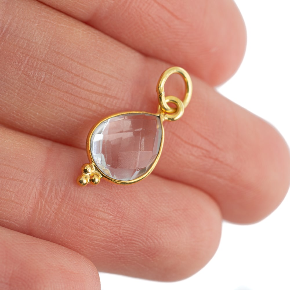 Geboortesteen Hanger April Bergkristal 925 Zilver & Verguld – 10 mm