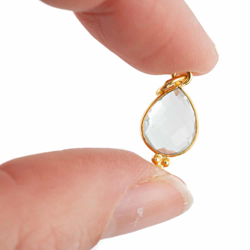 Geboortesteen Hanger April Bergkristal 925 Zilver & Verguld – 10 mm