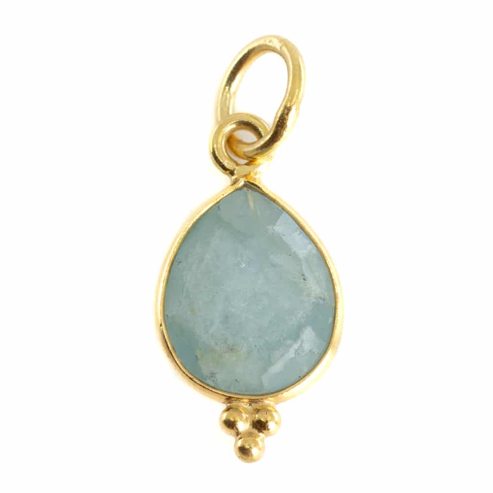 Geboortesteen Hanger Maart Aquamarijn 925 Zilver & Verguld – 10 mm