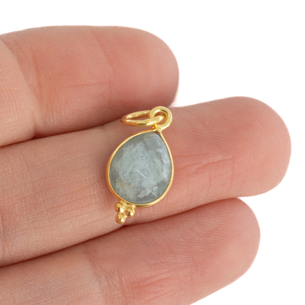 Geboortesteen Hanger Maart Aquamarijn 925 Zilver & Verguld – 10 mm