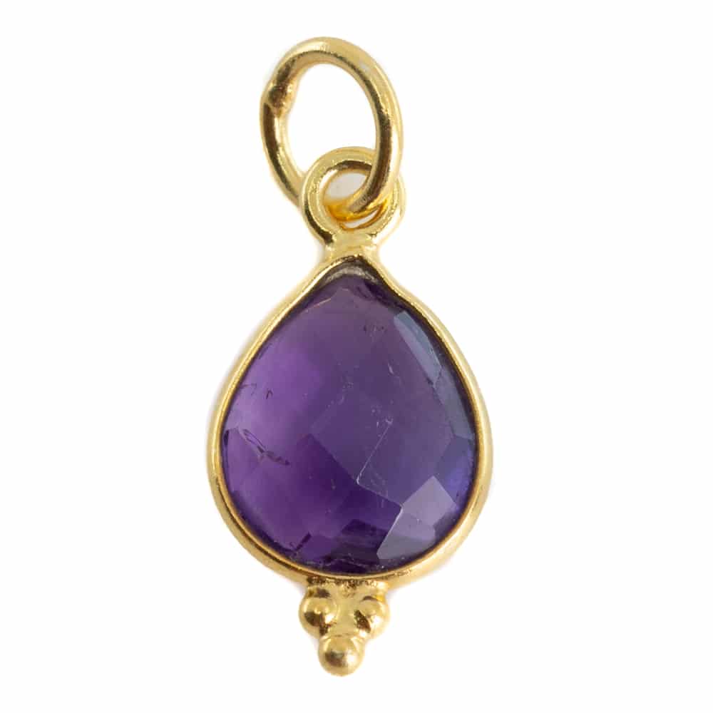 Geboortesteen Hanger Februari Amethist 925 Zilver & Verguld – 10 mm
