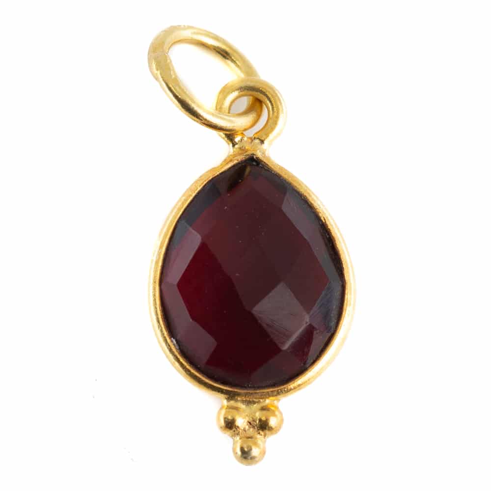 Geboortesteen Hanger Januari Granaat 925 Zilver & Verguld – 10 mm