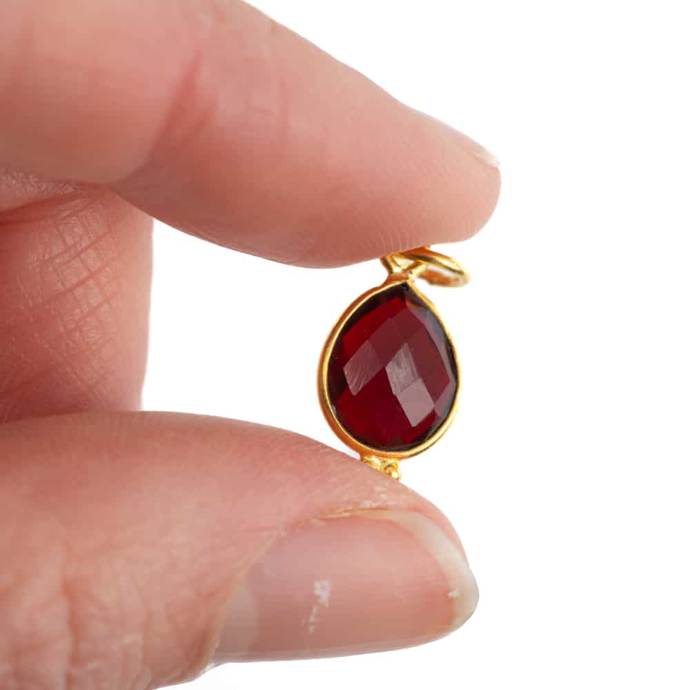 Geboortesteen Hanger Januari Granaat 925 Zilver & Verguld – 10 mm