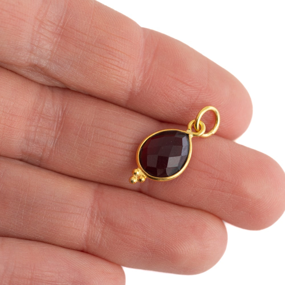 Geboortesteen Hanger Januari Granaat 925 Zilver & Verguld – 10 mm