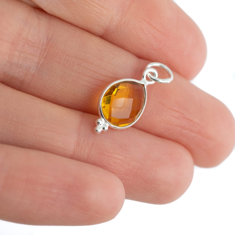 Geboortesteen Hanger November Citrien 925 Zilver – 10 mm