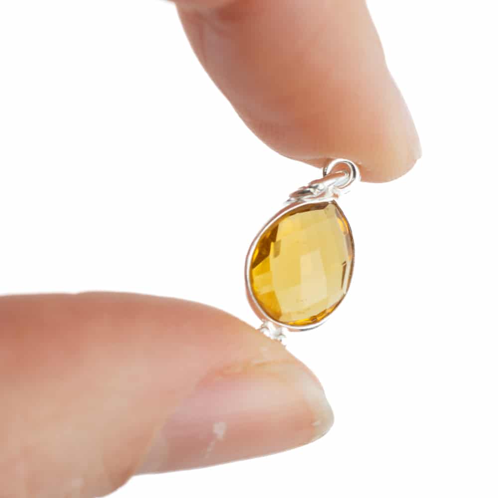 Geboortesteen Hanger November Citrien 925 Zilver – 10 mm
